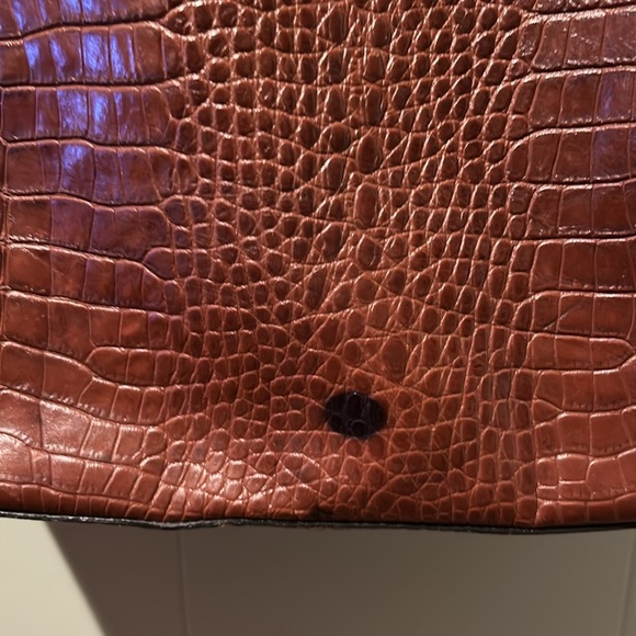 J McLaughlin Tassel Bag Brown Crocodile Leather Extra Large - Picture 6 of 16